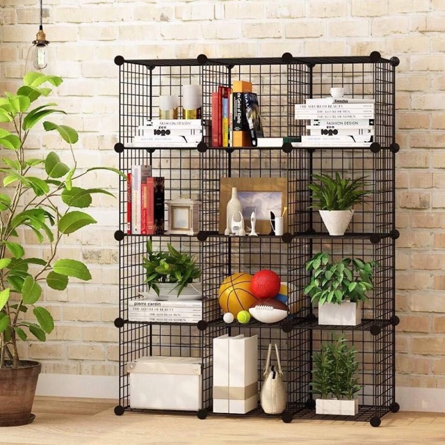 TỦ LƯỚI GHÉP 12 Ô LƯỚI SẮT TĨNH ĐIỆN. CHỊU NẶNG TỐT, KỆ ĐỂ SÁCH, DECOR, TRANG TRÍ NHÀ CỬA