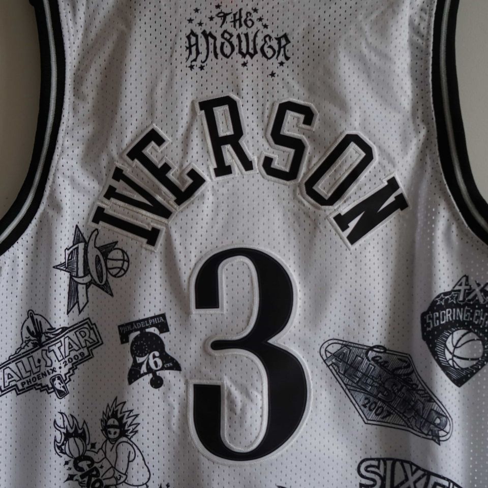 Hàng Mới Về!F &amp; X Bé Trai Áo Vest Đẹp Trai Mát Mẻ 76 Người Không. Áo Bóng Rổ Jersey 3 Iverson Jersey 97-98 Thêu Họa Tiết Phong Cách Đường Phố Mới Cho Nam Và Nữ