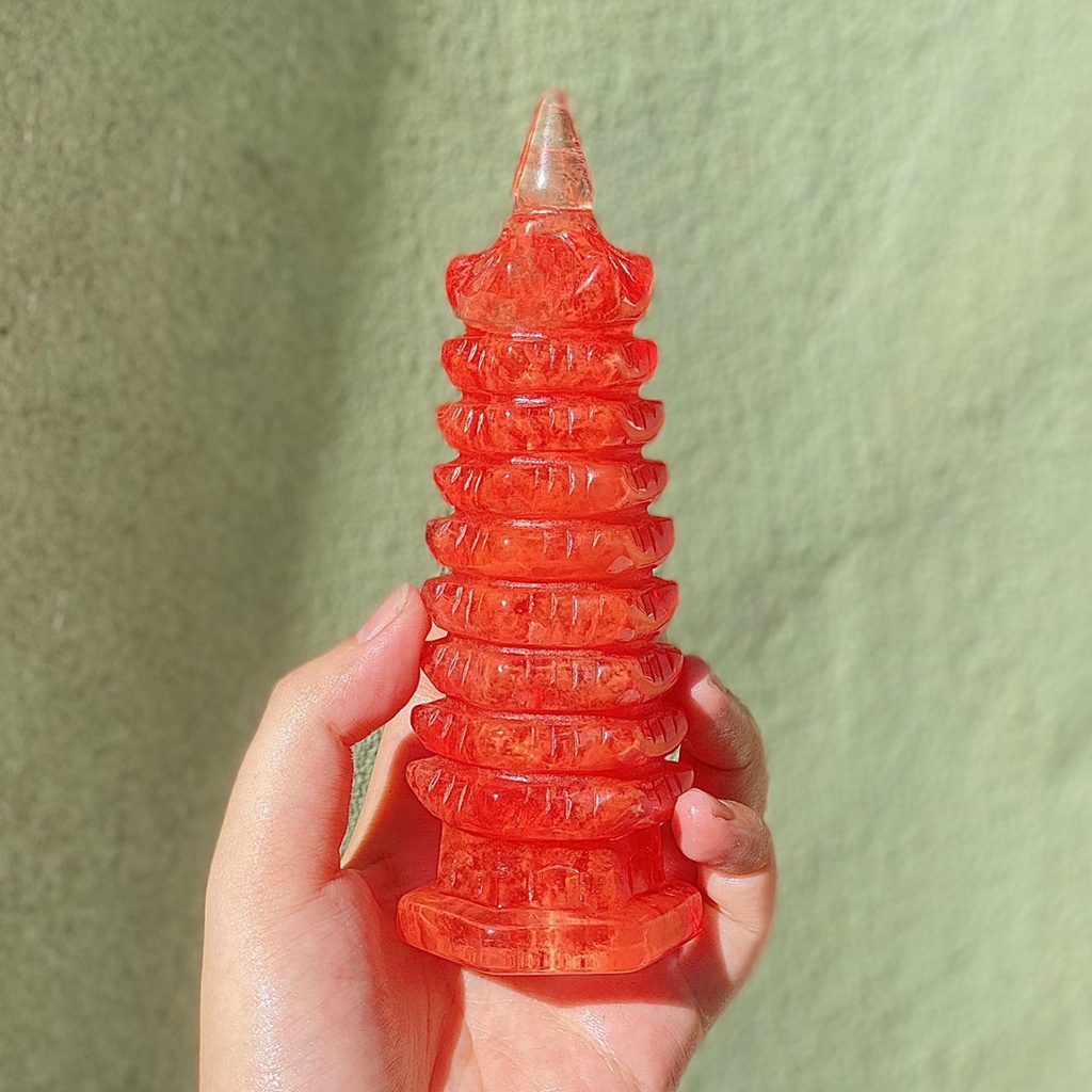 Tháp Văn Xương Đá Núi Lửa Đỏ - Cao 10cm - 20cm [ Hàng Siêu Đẹp ]
