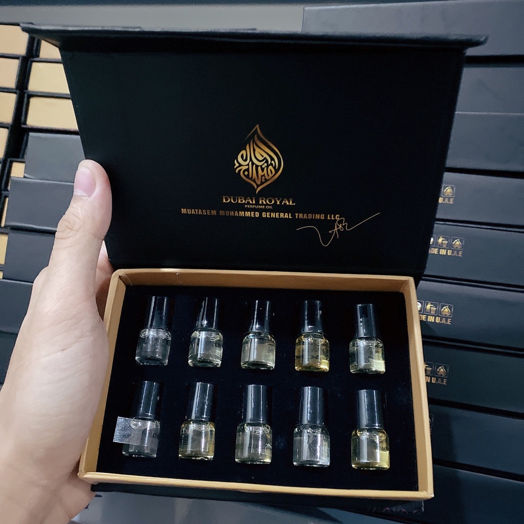 Set 10 chai tinh dầu DUBAI ROYAL new 2022 Sét lăn tinh dầu dubai 10 mùi cho Nam và Nữ
