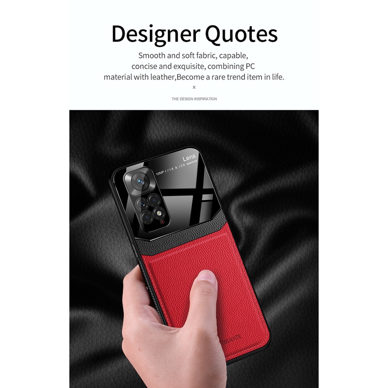 Bao Da Điện Thoại Mặt Kính Cường Lực Chống Sốc Cho xiaomi redmi note 11 11s 11 pro 5g Ốp