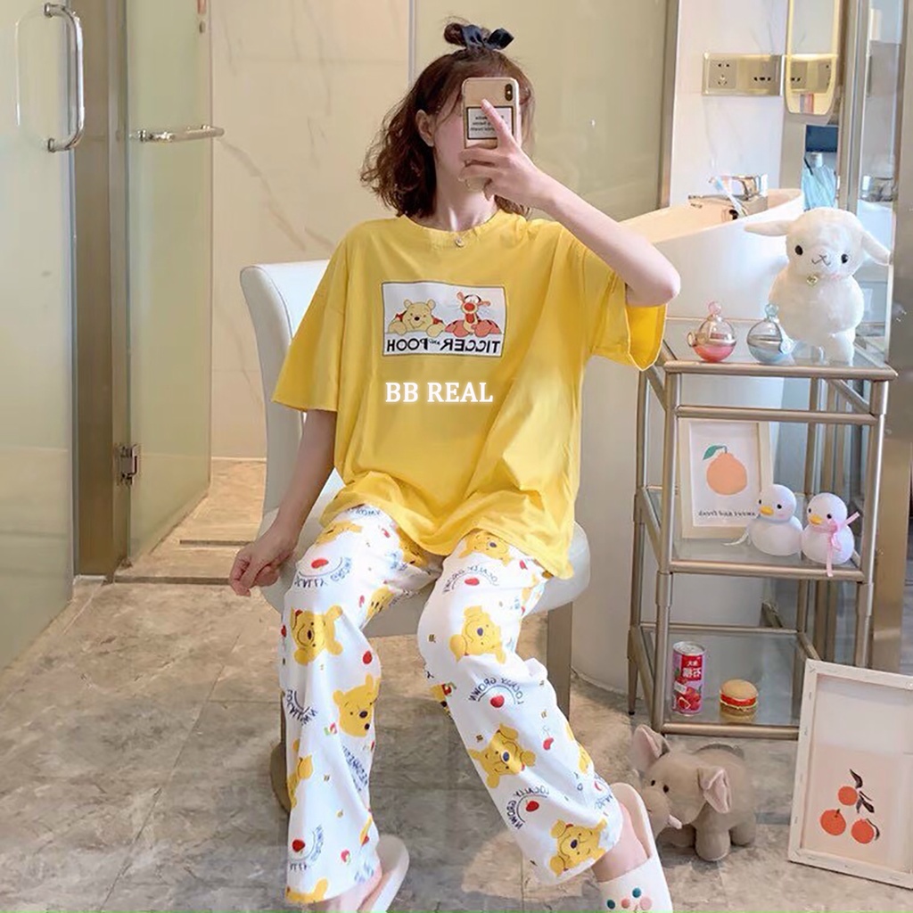 Đồ Bộ Mặc ở Nhà Bộ Đồ Ngủ Nữ Quần Dài Pijama Thun Lạnh Đẹp [CODE 9-12] Freesize Từ 45-60Kg - BB REAL | BigBuy360 - bigbuy360.vn