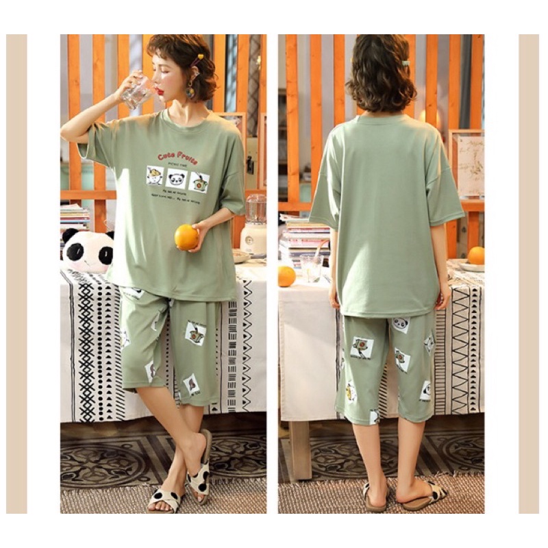 set bộ thun lửng mặc nhà big size màu xanh size đại 5Xl 75-90kg