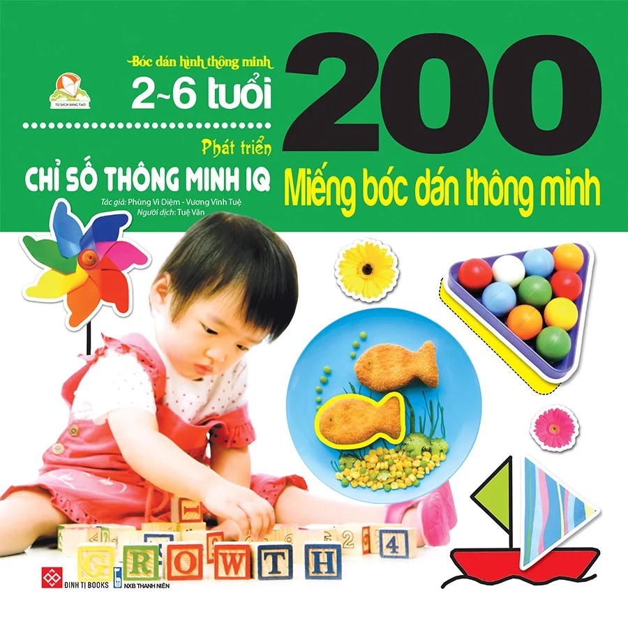 SÁCH - 200 miếng bóc dán thông minh - Phát triển chỉ số thông minh IQ (2-6 tuổi)
