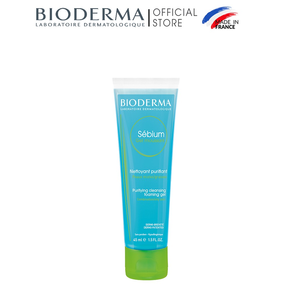 Gel rửa mặt tạo bọt, không chứa xà phòng Bioderma Sebium Gel Moussant - 45ml