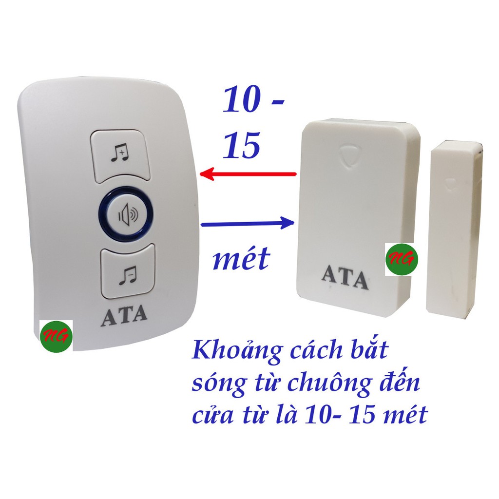 Bộ chuông cửa từ báo khách- báo trộm ATA AT-332. Cảm biến dán cửa - chuông reo khi cửa mở