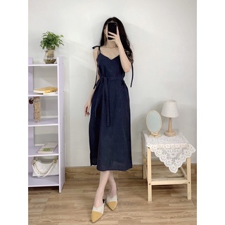 Đầm - Váy hai dây linen