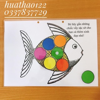 Học liệu cho bé: matching màu sắc- tìm vảy cho cá