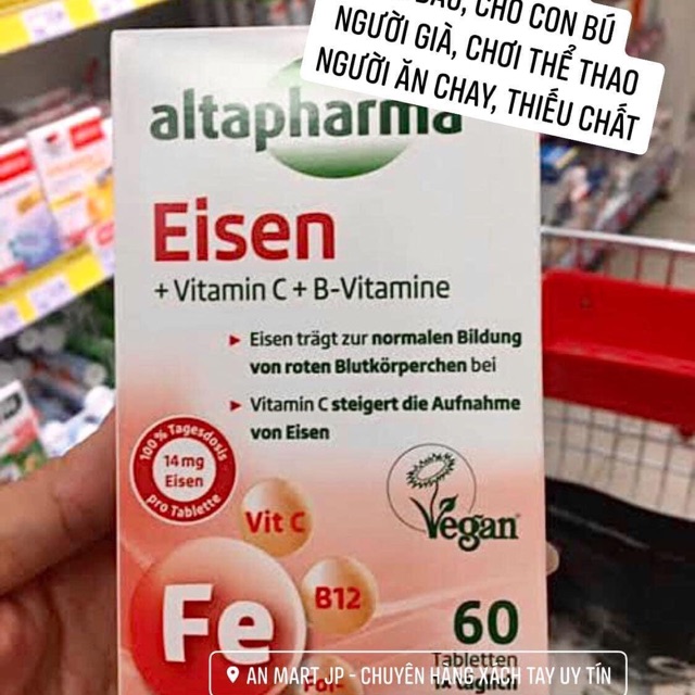 VIÊN BỔ SUNG SẮT EISEM ALTAPHARMA CHO MẸ BẦU, CHO CON BÚ, NGƯỜI GIÀ
