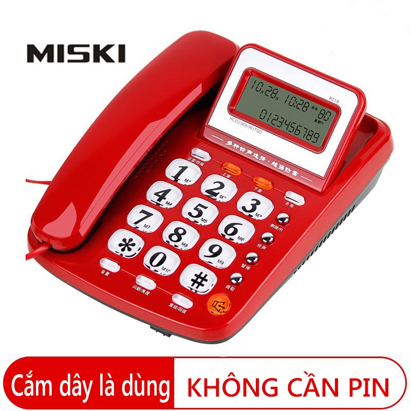 H25R/H25W Điện thoại cố định điện thoại bàn màu trắng và đỏ,  2 cổng nối POS và máy Fax  topsmarket898