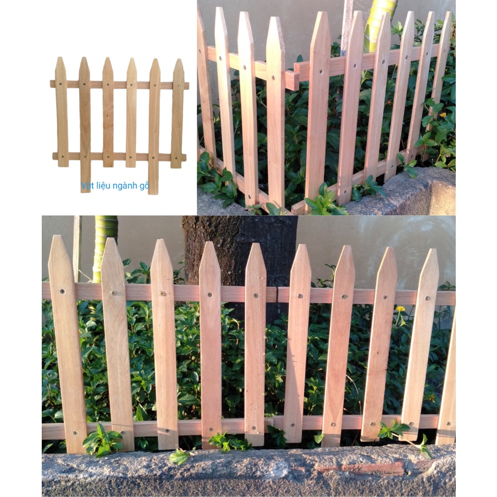Hàng rào gỗ trang trí sân vườn, hàng tháo rời, KT Cao 50x Rộng 50cm. Rào gỗ tràm thích hợp để ngoài trời