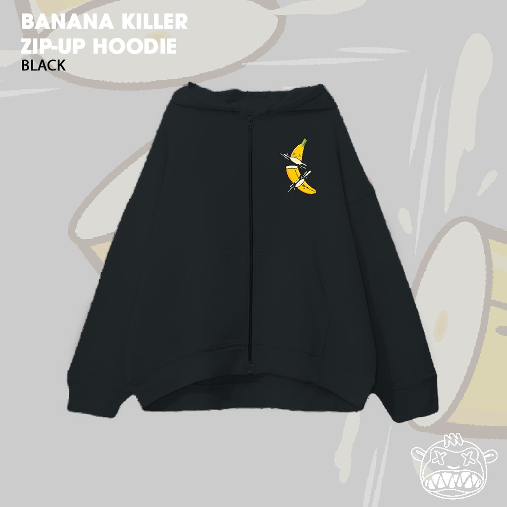 [CHÍNH HÃNG -TẶNG TÚI TOTE] Áo Khoác Trái Chuối Hoodie Zip-Up Black Monkey - Banana Killer Màu Đen