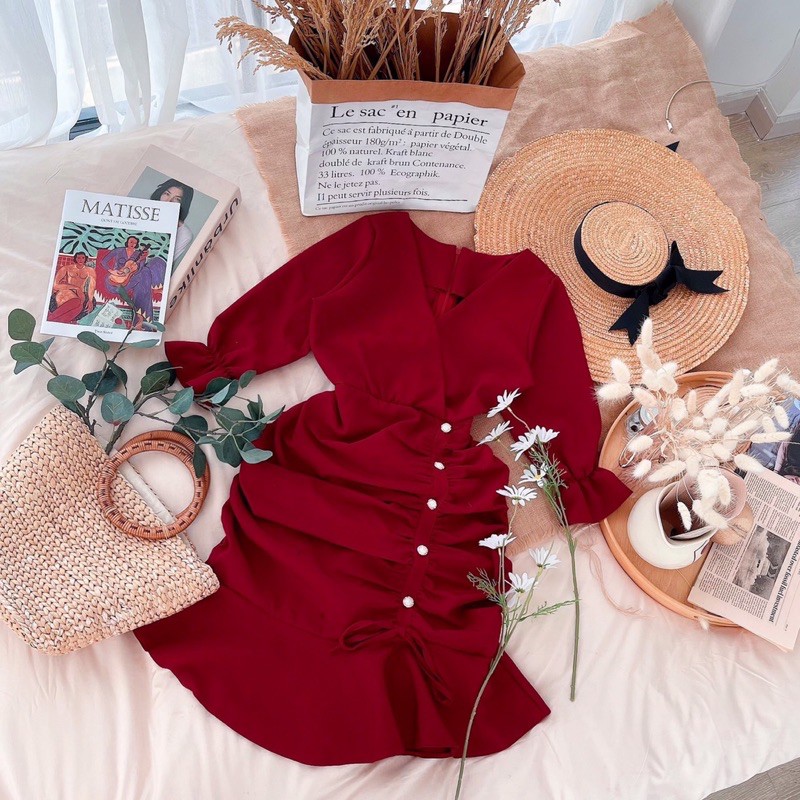 đầm đỏ bigsize nhúng đuôi cá cổ đắp bigsize 55kg-90kg✅ | BigBuy360 - bigbuy360.vn