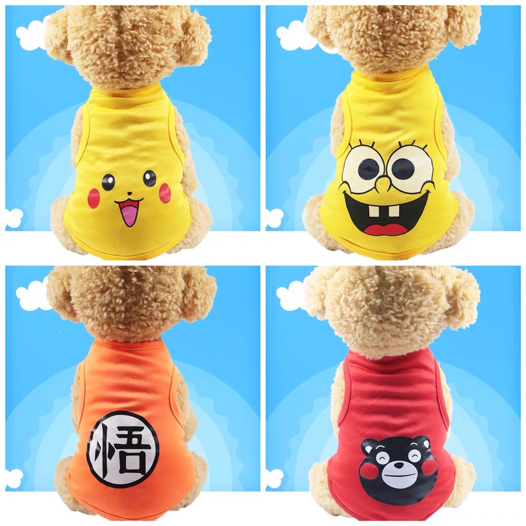 [ HÈ 2022 ] Áo cho chó mèo ba lỗ chất liệu thun siêu mát thoáng khí cho thú cưng hoạt hình dễ thương