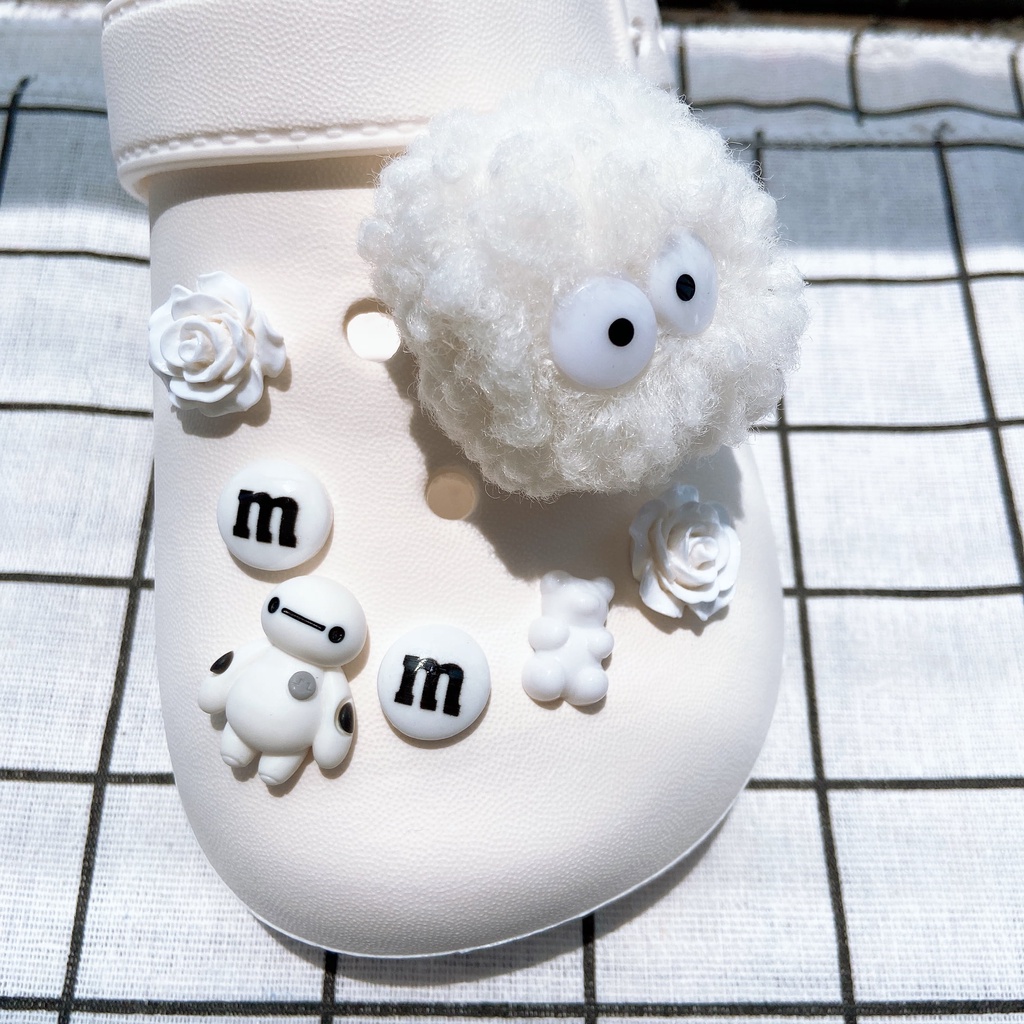 Sticker crocs Shoe Decoration for crocs đế caoSet 12 Phụ Kiện Nút Giày Thời Trang#Baymax Bóng Baymax Màu Trắng