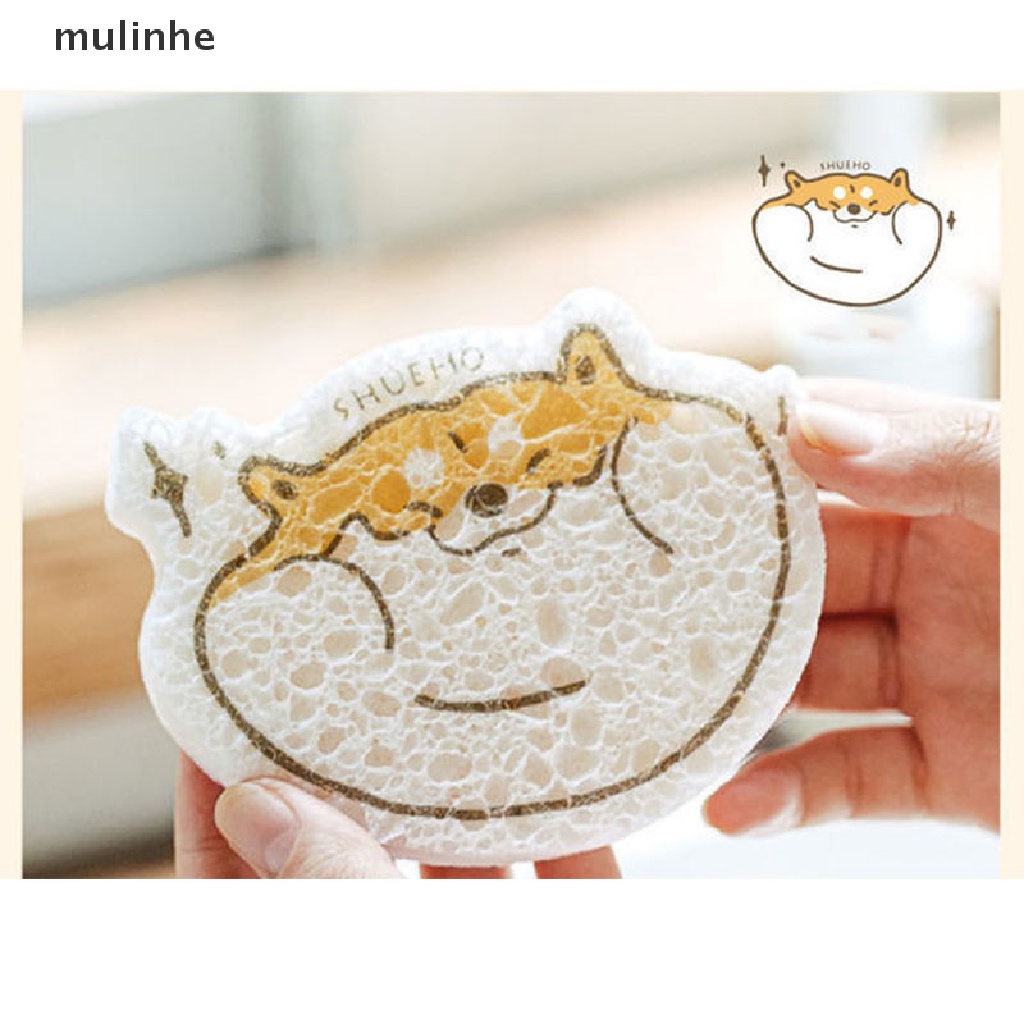 Miếng Bọt Biển Rửa Chén Dạng Nén Chất Liệu Cotton Bột Gỗ Ma Thuật Họa Tiết Hoạt Hình Đa Năng mulinhe