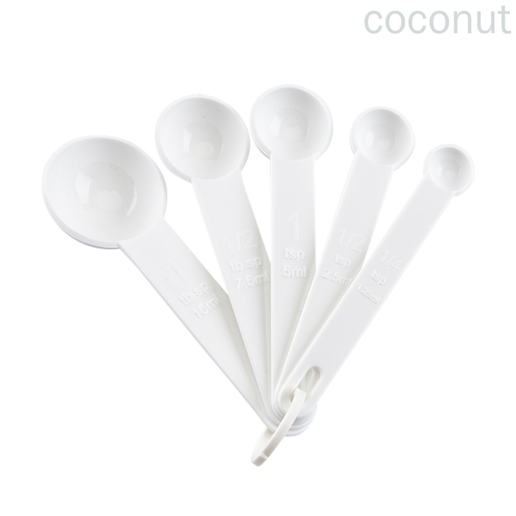 Set 5 Muỗng Đo Lường Gia Vị Bằng Nhựa Màu Trắng Tiện Dụng Cho Nhà Bếp Diy