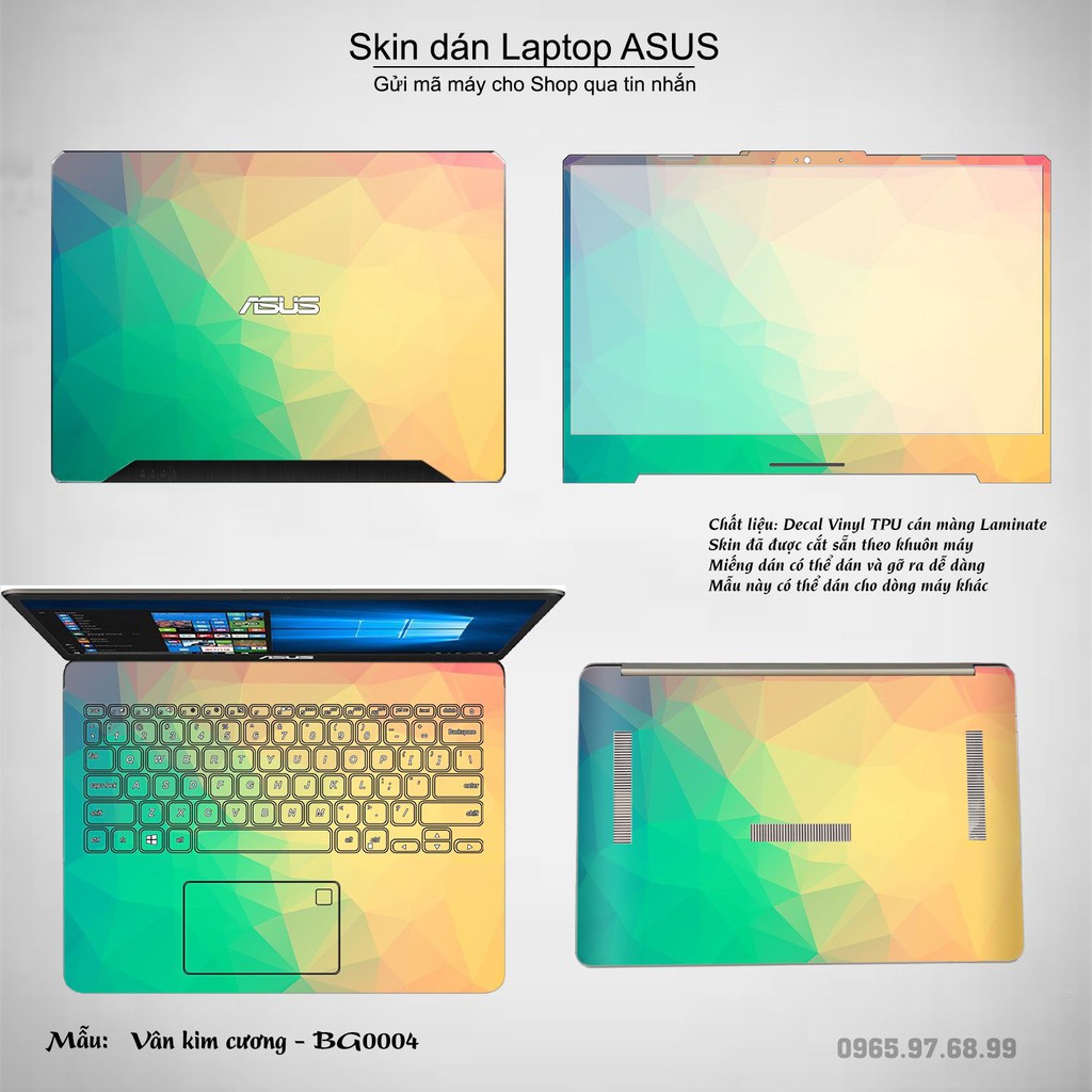 Skin dán Laptop Asus in hình Vân kim cương (inbox mã máy cho Shop)