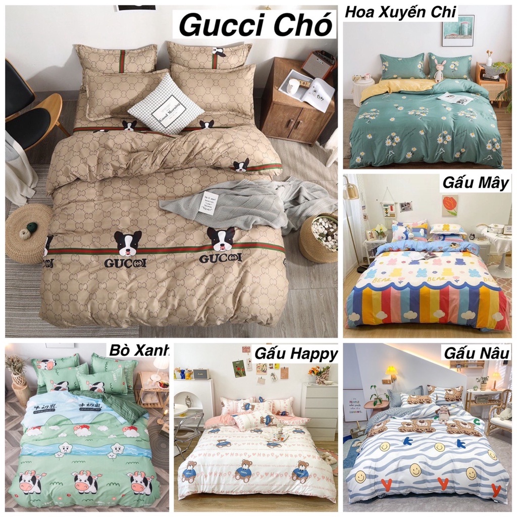 Miễn Phí May ga phủ nhắn tin shop 👉 Bộ 4 Món Vỏ Chăn Ga Gối Coton poly nhập khẩu cao cấp ( không kèm ruột )