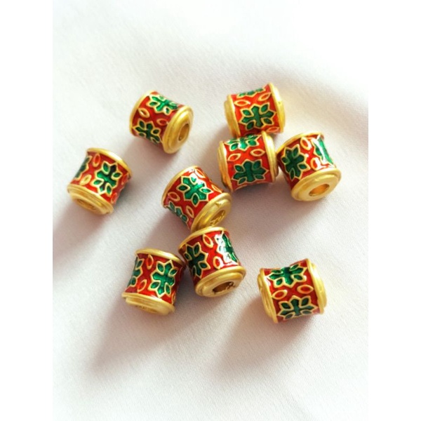 Charm Nepal khắc hoa văn đẹp cổ xưa charm lu thống đầu xuôi đuôi lọt may mắn