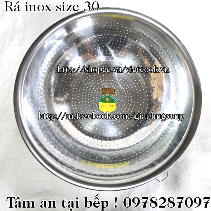 [CHÍNH HÃNG] Rá inox size 30 cm Vietcook loại dầy, rá, rổ inox vo gạo inox cao cấp Vietcook