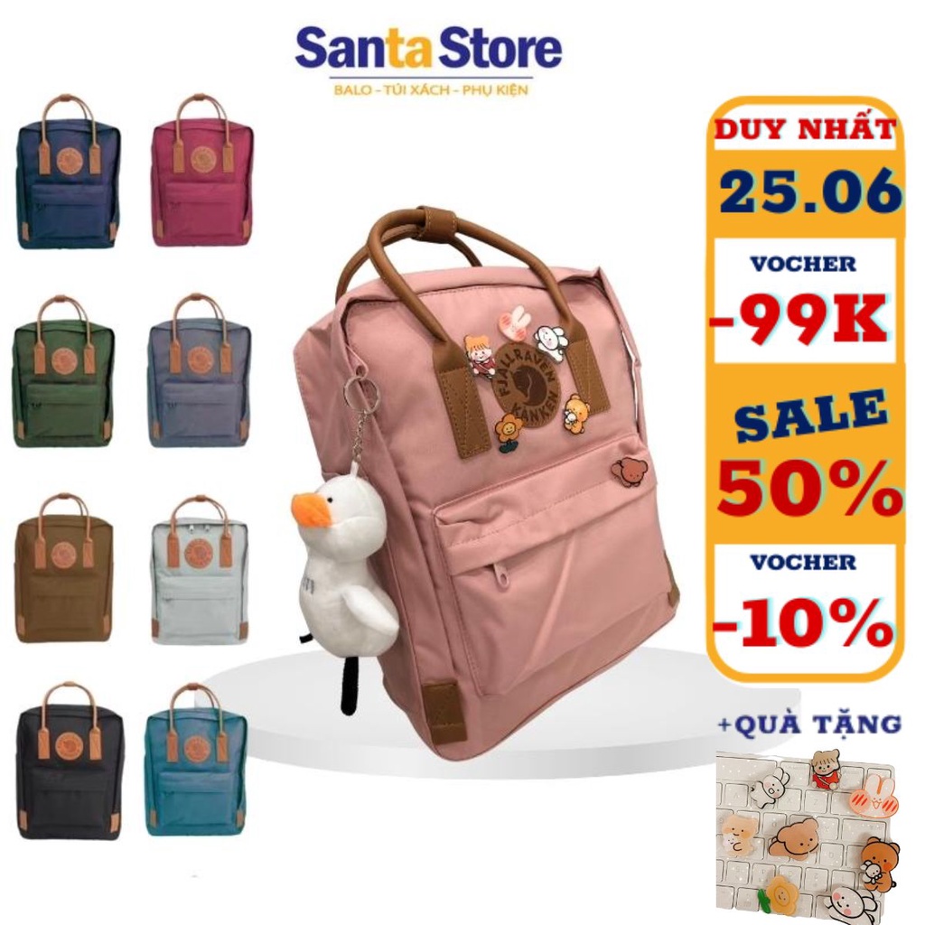 Balo thời trang nam nữ Hàn Quốc SANTA STORE KKN2 quai da đi học đựng Laptop, sách vở kiểu basic vải chống nước cao cấp