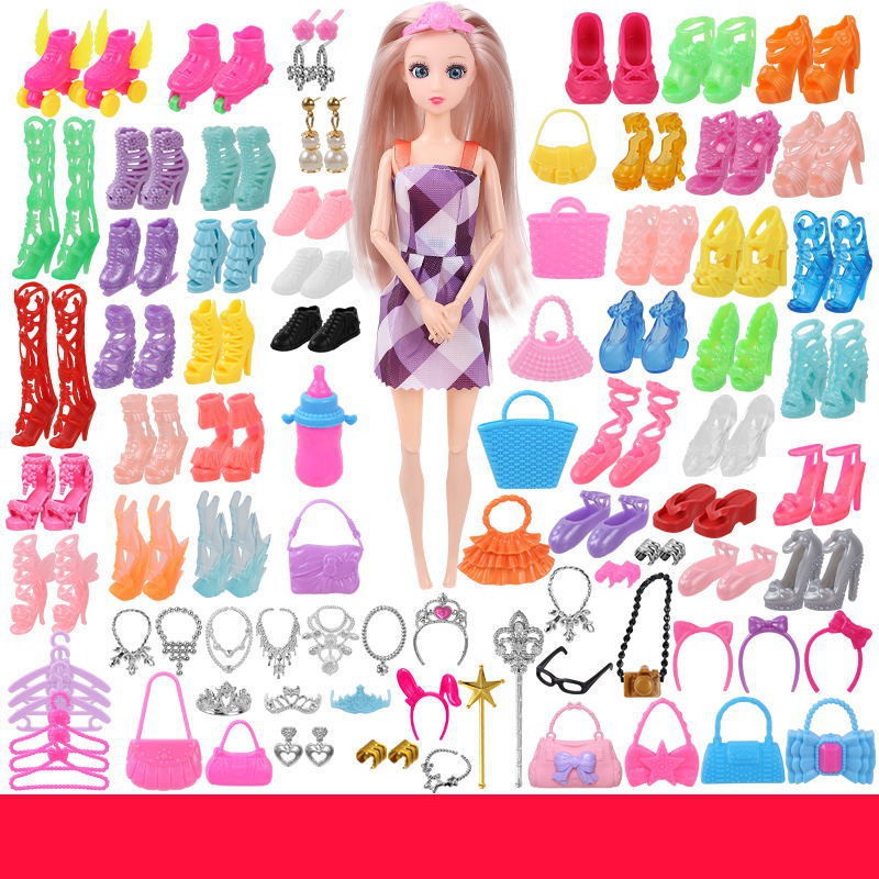 Bộ Búp Bê Barbie Kèm Quần Áo Và Giày Cao Cấp Cho Bé Gái