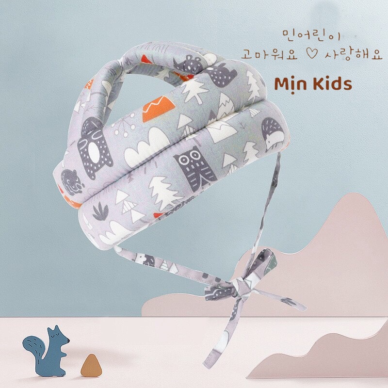 Mũ bảo hiểm cho bé, nón bảo vệ đầu cho bé tập đi MỊN KIDS nhiều hoạ tiết đáng yêu