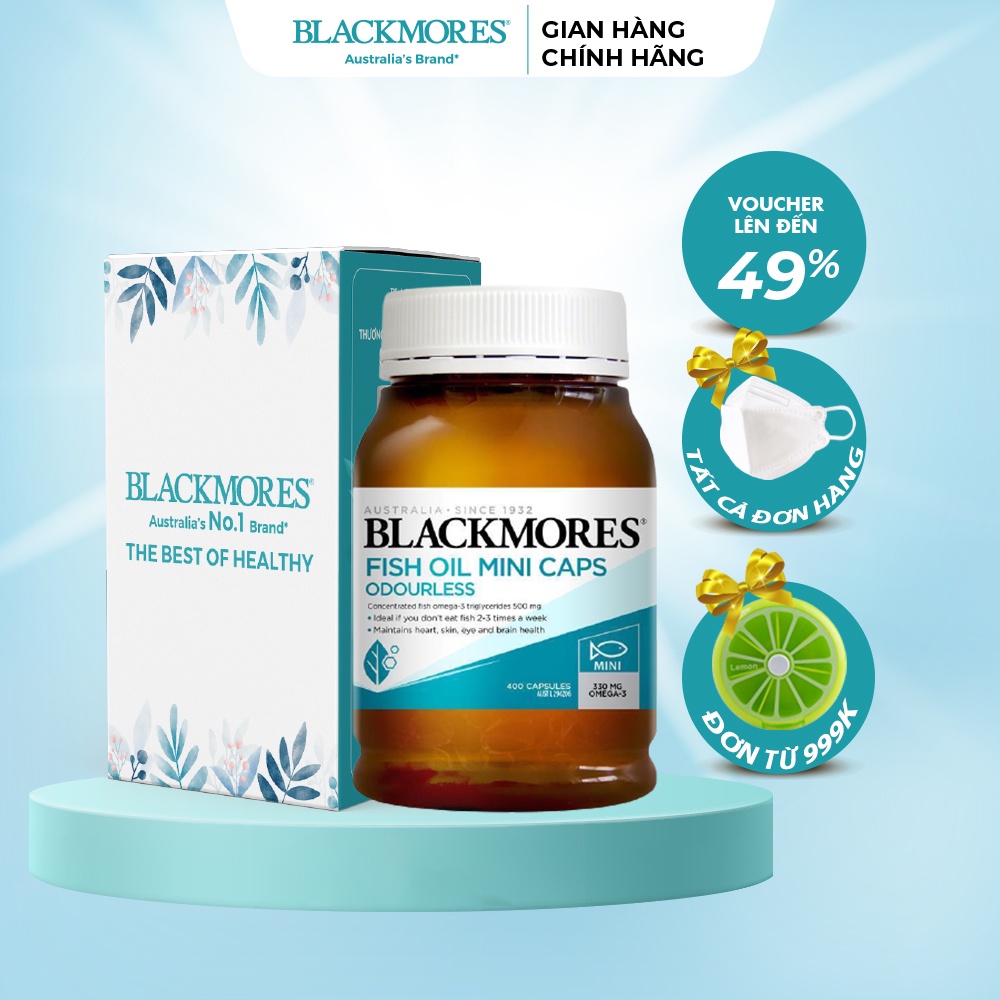 Dầu cá Blackmores khử mùi Minicaps Odourless Fish Oil 400 viên 1000mg bổ sung omega 3 tốt cho mắt, não