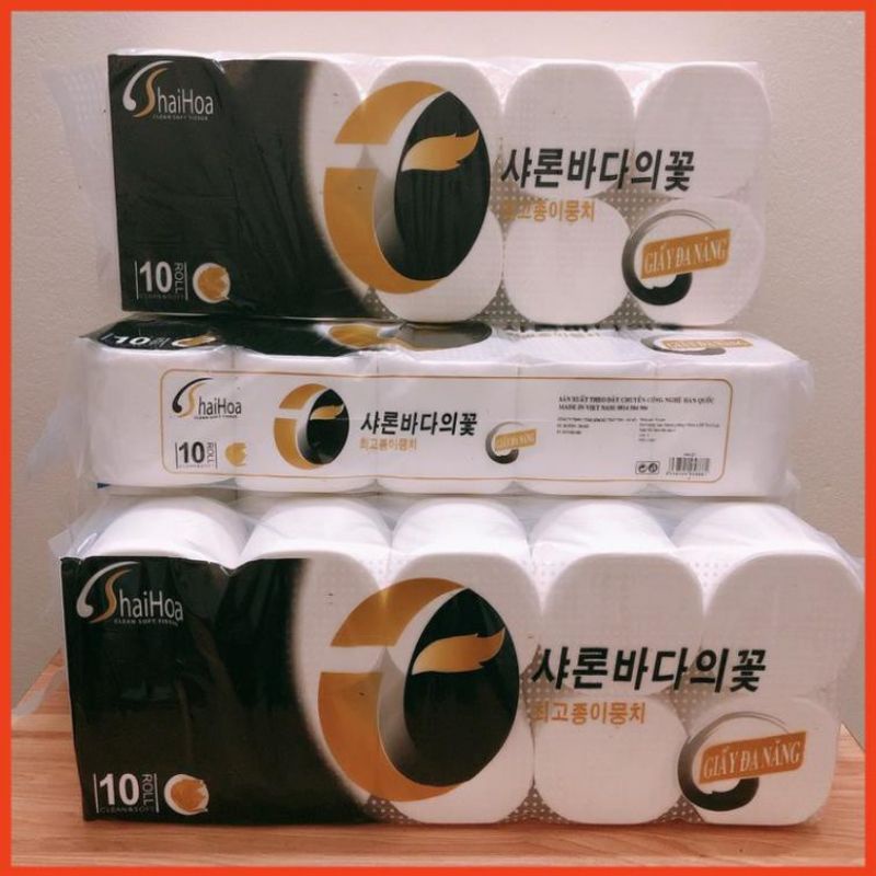 Giấy Vệ sinh HaiHoa Đen Dây 10 cuộn không lõi Nặng 650G