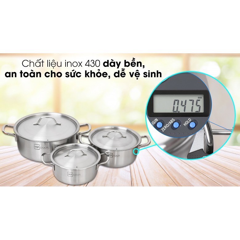 Bộ 3 nồi inox Fivestar HT Cook 16c – 20cm -24cm, xoong cao cấp HT-06DN dùng được bếp từ - TALI HOUSE