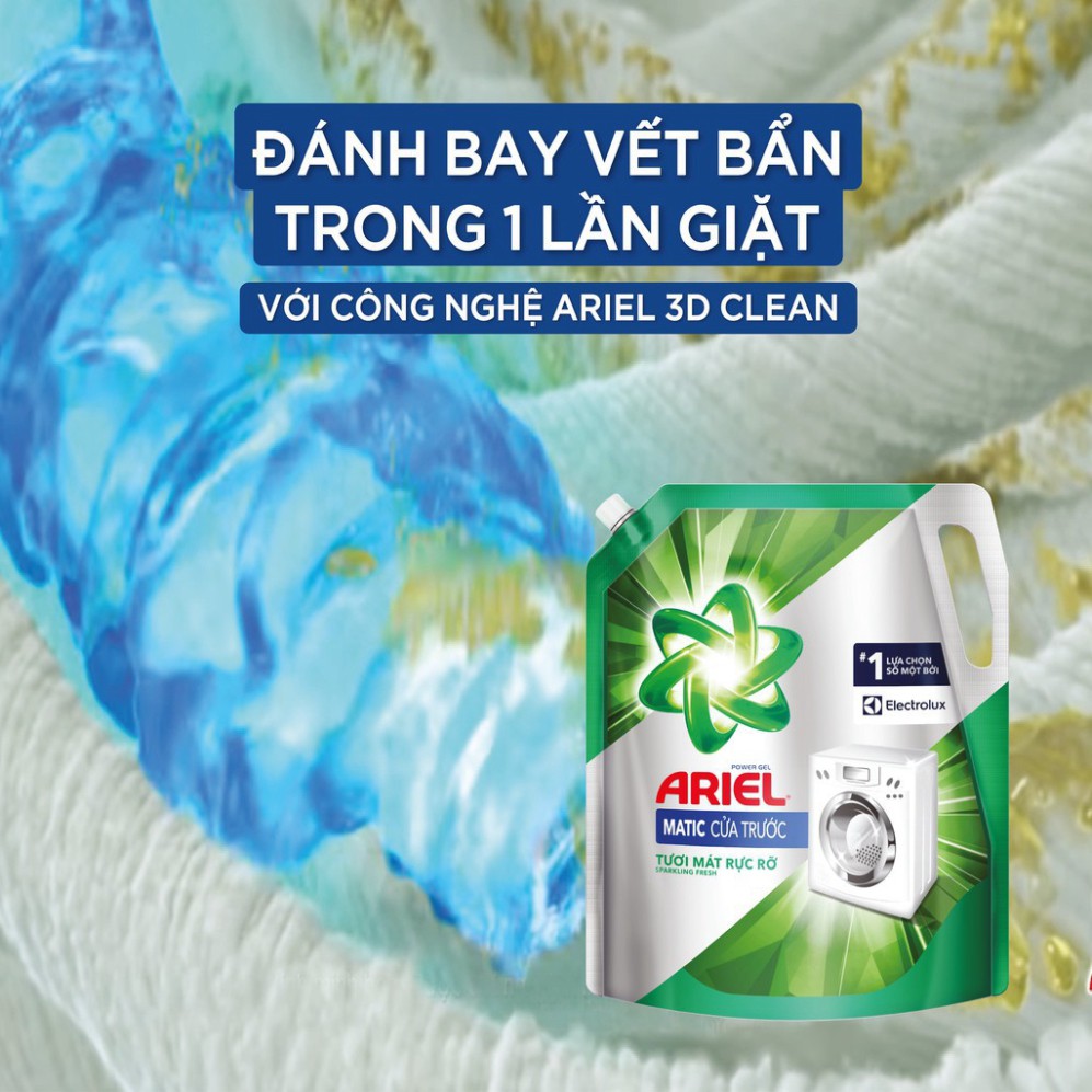 TYDB Nước giặt Ariel Matic cho máy giặt cửa trước túi 2.4kg hương tươi mát rực rỡ (MỚI) 44 W319