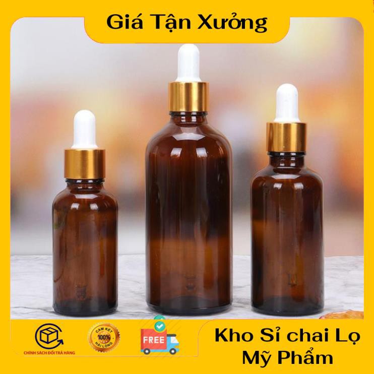 Lọ Chiết Serum ❤ TRÙM SỈ ❤ [100ml] Chai lọ đựng tinh dầu thủy tinh nắp bóp giọt Khoen vàng chiết mỹ phẩm .