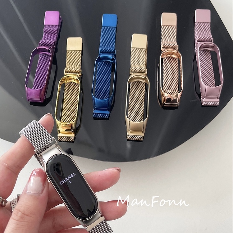 Dây Đeo Thay Thế Chất Liệu Thép Không Gỉ Dạng Mắt Xích Cho Xiaomi Band 3/4/5/6 Watch Mi 3 4