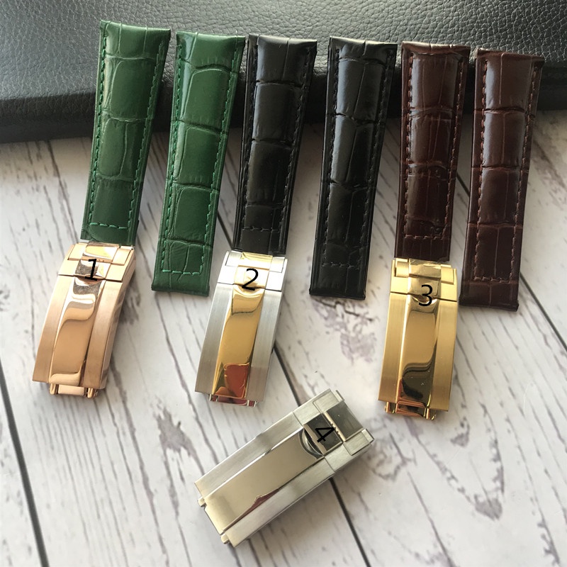 ROLEX Dây Đeo Bằng Da Thật Màu Xanh Lá 20MM Dành Cho Tàu Ngầm