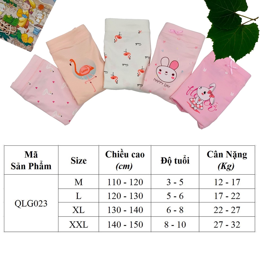 Combo 5 quần lót bé gái ATUNER QLG023, chip đùi cho bé 3-10 tuổi, vải Cotton kháng khuẩn, thoáng mát, họa tiết đáng yêu