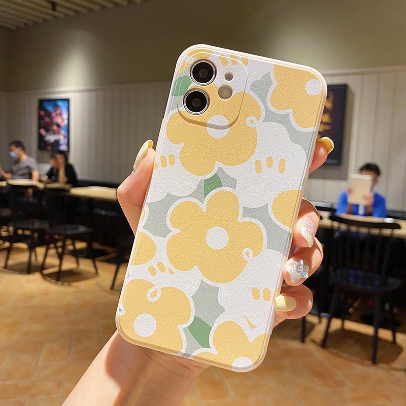 Ốp lưng iphone Hoa Vàng cạnh vuông dẻo iphone 6splus/7/7plus/8/8plus/x/xr/xs/11/12/pro/max/plus/13promax e233