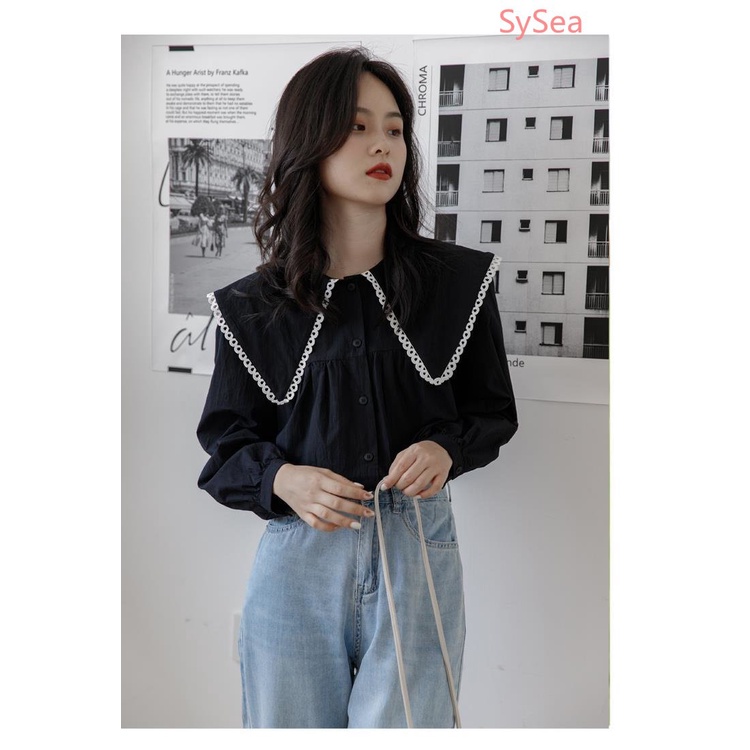 Plus Áo Sơ Mi Cổ Búp Bê Phong Cách Retro Pháp Thời Trang Mùa Thu Cho Nữ