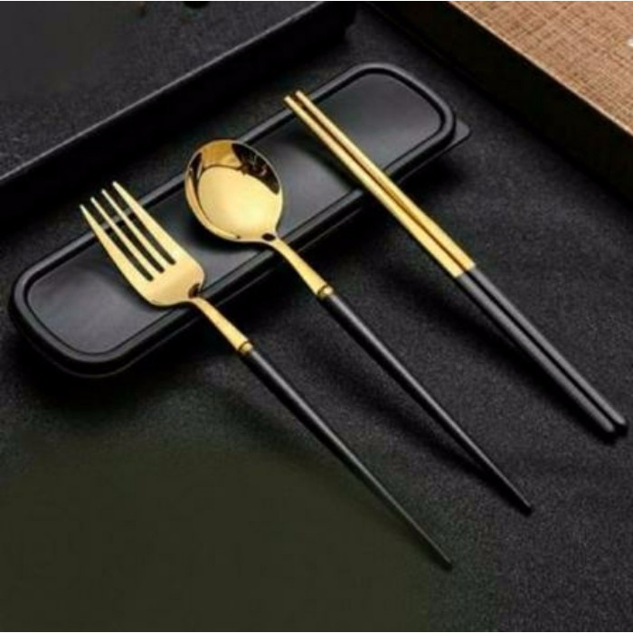 Bộ đũa, thìa, dĩa ăn cơm trưa, bộ Thìa, Đũa, Dĩa Bằng Inox 304 kháng khuẩn, chống ẩm mốc