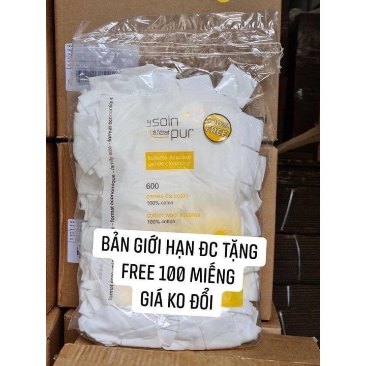 Bông Tẩy Trang Pháp Tetra Medical Carrés De Coton 600 miếng Le Soin Làl'état Pur
