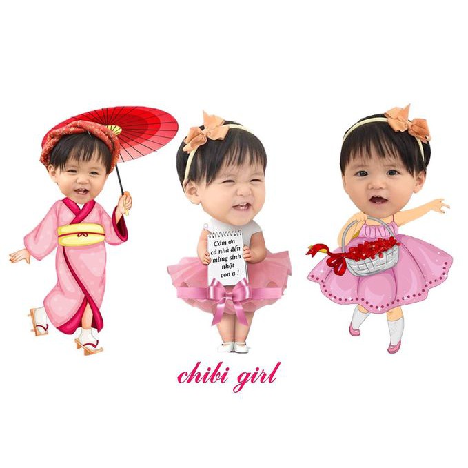 Hình Chibi trang trí tiệc sinh nhật, thôi nôi cho bé