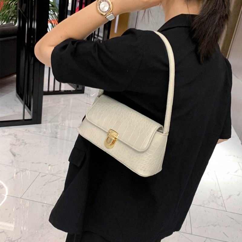 Seng Túi Xách Da PU Màu Trơn Họa Tiết Vân Đá Phong Cách Retro Thời Trang Cho Nữ