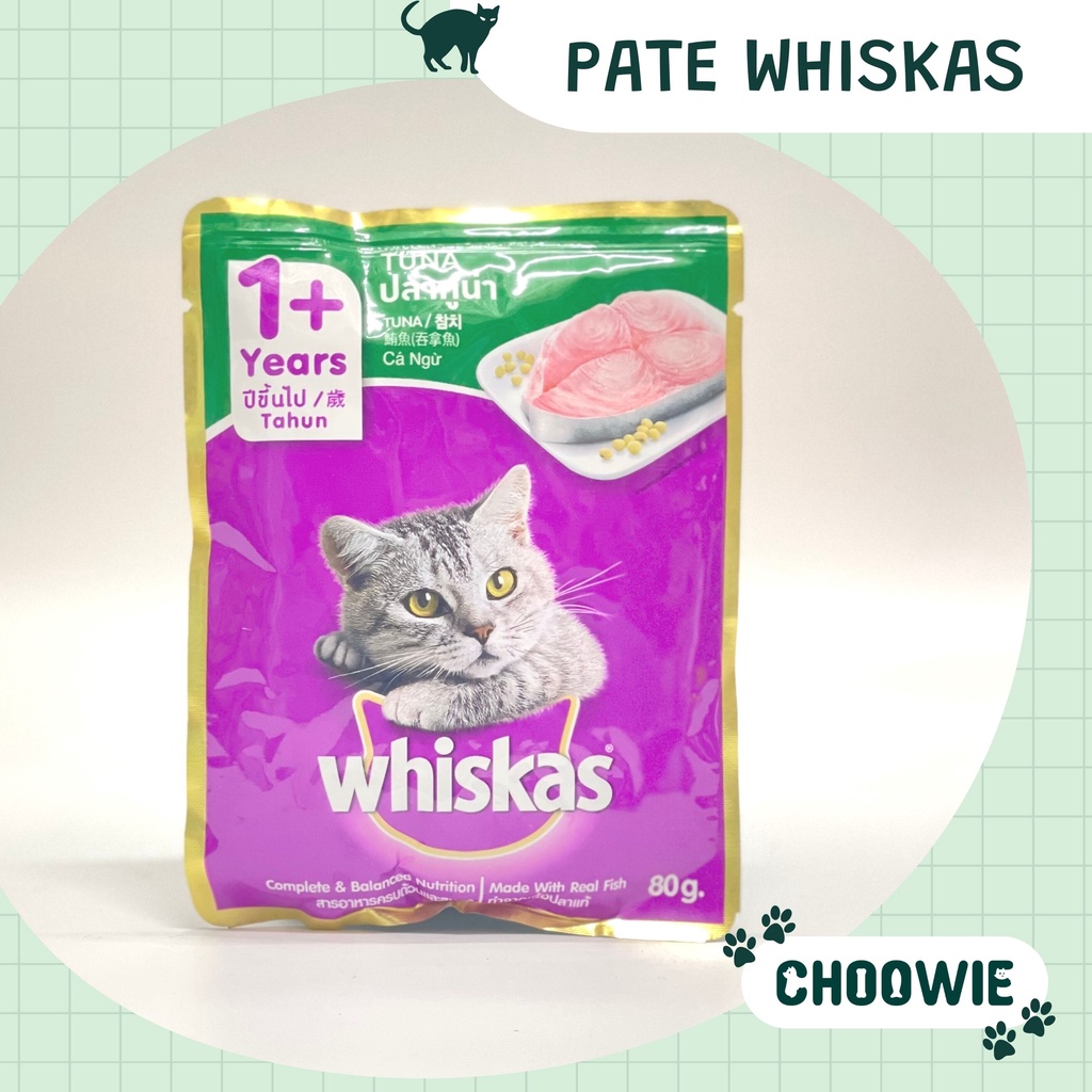 Pate mèo WHISKAS 80 gram nhiều hương vị ngon miễn chê | Đồ ăn cho mèo