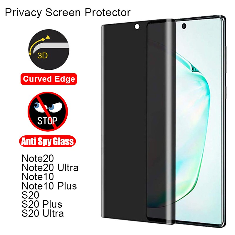 Kính Cường Lực Viền Cong Bảo Vệ Màn Hình Samsung Galaxy Note 20 S23 S22 S21 S20 Ultra 10 Plus Note20 5G Note10 Note9 Note8 9 8