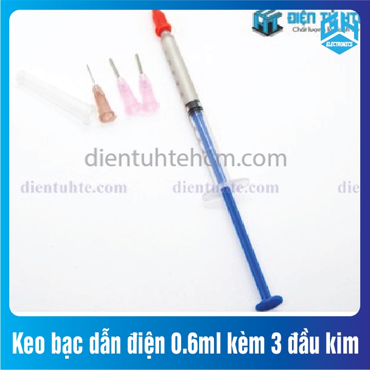 Keo dẫn điện bạc chuyên dùng 0.6ml kèm 3 đầu kim, Sơn Dính, Cho Bảng Mạch Điện Tử Sửa Chữa PCB