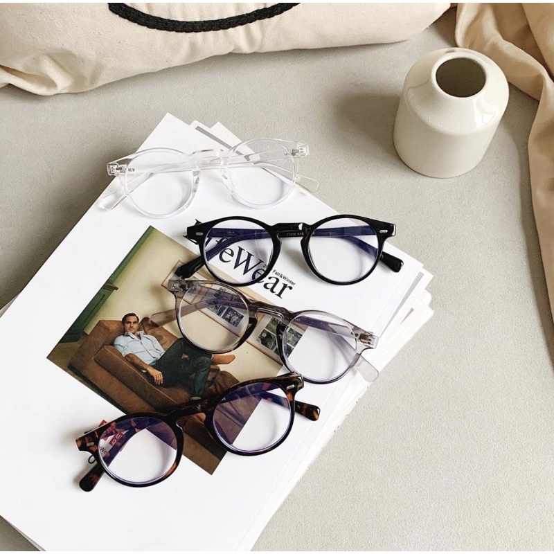 Kính giả cận, kính không độ nhựa tròn unisex 3358 chống ánh sáng xanh, UV400  Jolie eyewear