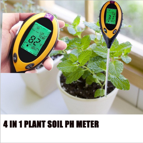 Máy đo độ pH đất, độ ẩm, ánh sáng, nhiệt độ, dụng cụ đo pH 4 in 1
