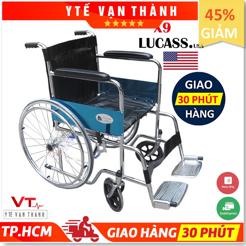 ✅ [CHỈ BÁN TẠI HCM] Xe Lăn Ngồi- Lucass X-9 (Simily), (X9) (Bảo Hành 6 Tháng Khung Sườn) VT0401