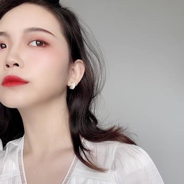 Khuyên tai  bạc 925 nữ  xà cừ tròn sang trọng