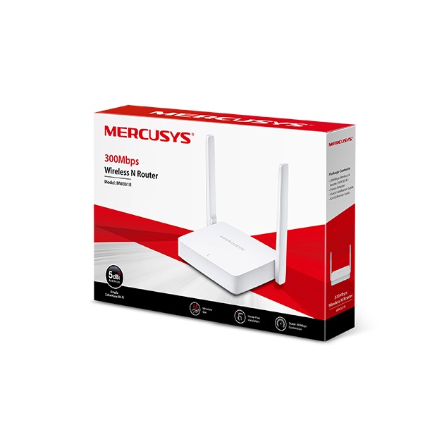 Bộ Phát Wifi Mercusys MW301R chuẩn N 300Mbps, 2 angten trắng